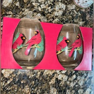 New Stemless Cardinal Wine Glasses Set of 2